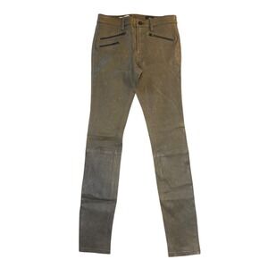 AG Adriano Goldschmied The Farrah Skinny Moto Coated High Rise Pants Olive 4 27